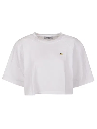 Shop Fiorucci Angel Patch Cropped Padded T-shirt In White