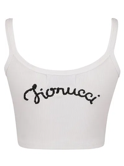 Shop Fiorucci Embroidered Cropped Tank Top In White