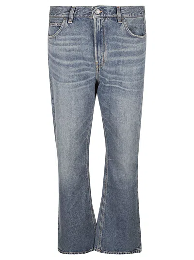 Shop Fiorucci Flared Low Rise Jeans In Blue