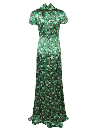 Shop Saloni Kelly Long Dress In Emerald