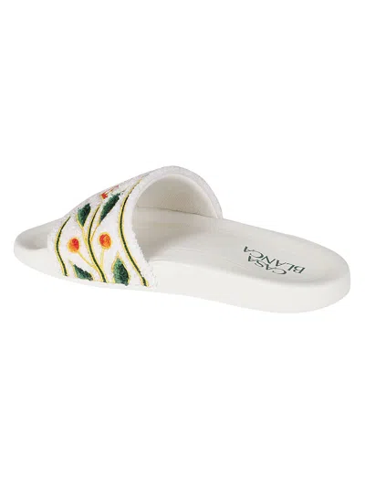 Shop Casablanca Embroidered Terry Sliders In White