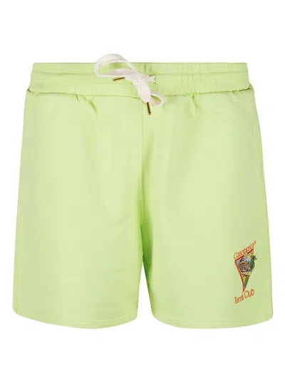 Shop Casablanca Afro Cubism Tennis Club Embroidered Sweatshorts In Pale Green