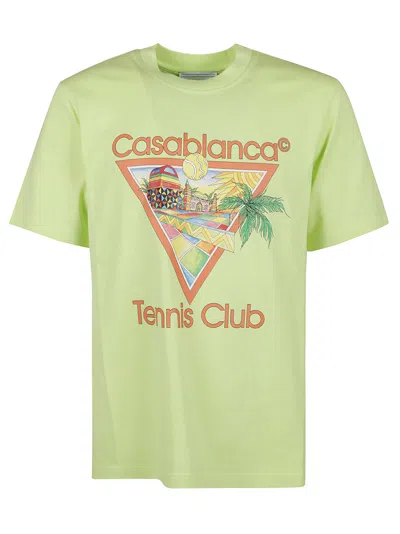 Shop Casablanca Afro Cubism Tennis Club Printed T-shirt In Pale Green