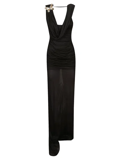 Shop Blumarine Loose-fit Sleeveless Long Dress In Black