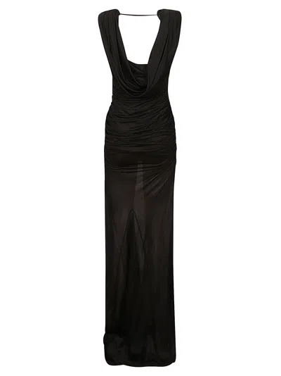 Shop Blumarine Loose-fit Sleeveless Long Dress In Black