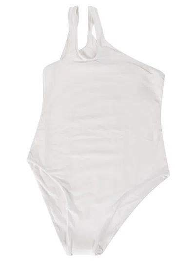 Shop Federica Tosi Slim Fit Plain Swimsuit In White