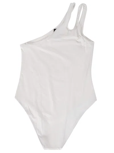 Shop Federica Tosi Slim Fit Plain Swimsuit In White