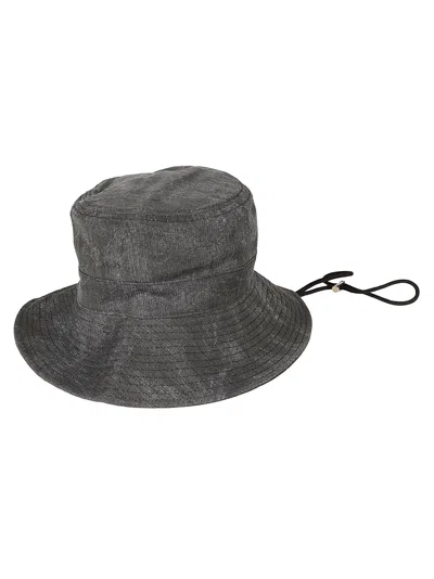 Shop Ganni Logo Embroidered Round Hat In Black