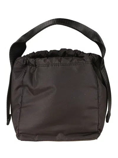 Shop Ganni Drawstring Top Bucket Bag In Black