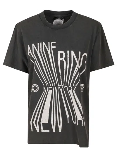 Shop Anine Bing Logo Print T-shirt In Washed Black