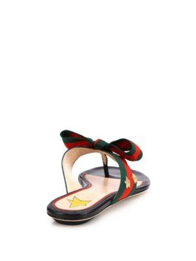 Gucci Studded Grosgrain Web Thong Sandal In Red Leather | ModeSens