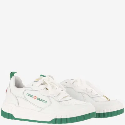 Shop Casablanca Leather Sneakers With Logo In White