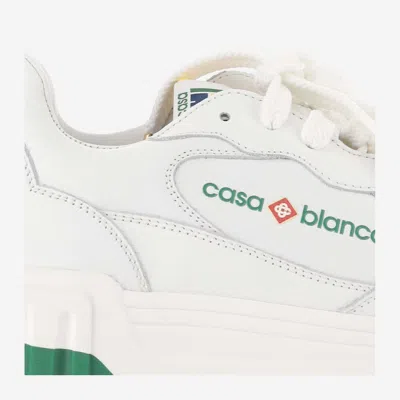 Shop Casablanca Leather Sneakers With Logo In White