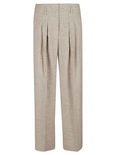 Shop Herskind Pleat Detail Straight Leg Trousers In Sand