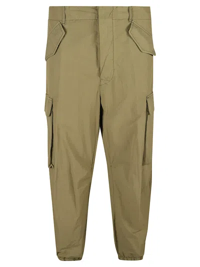 Shop Laneus Wide Leg Cargo Pants In Military Green