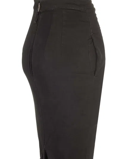 Shop Rick Owens Long Skirt In Stretch Denim In Black