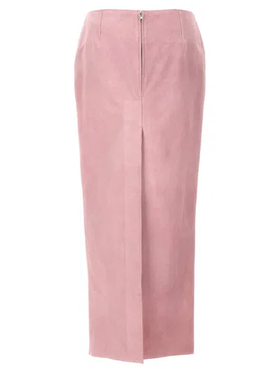 Shop Marni Suede Maxi Skirt In Pink