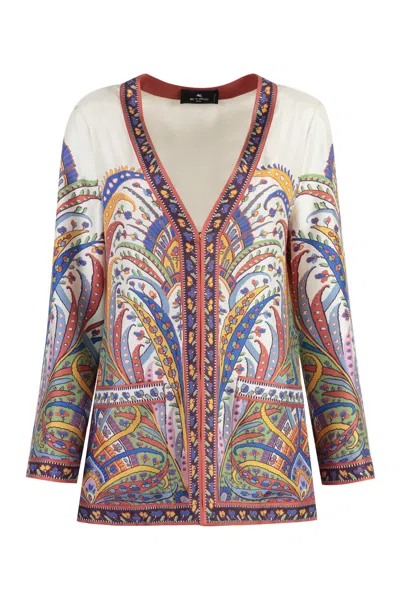 Shop Etro Silk Jacket In Multicolor