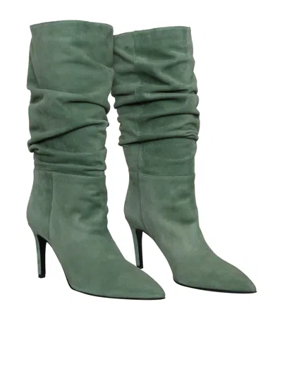 Via Roma 15 Green Curled Boots In Green