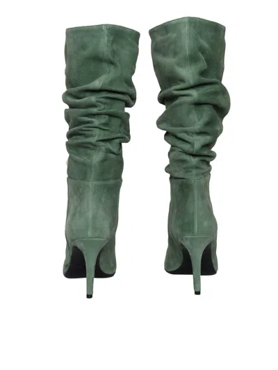 Via Roma 15 Green Curled Boots In Green
