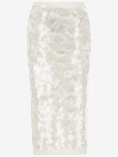 Shop N°21 Sequined Cotton Skirt In White