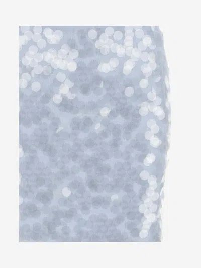 Shop N°21 Sequined Cotton Skirt In Light Blue