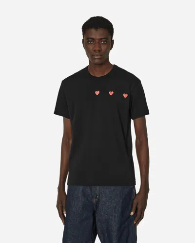 Shop Comme Des Garçons Play Multi Red Heart T-shirt In Black