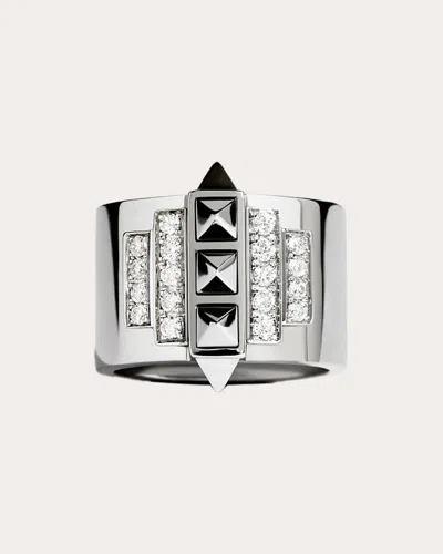 Shop Statement Paris Women's Diamond Picot Rockaway Pinky Ring In Silver