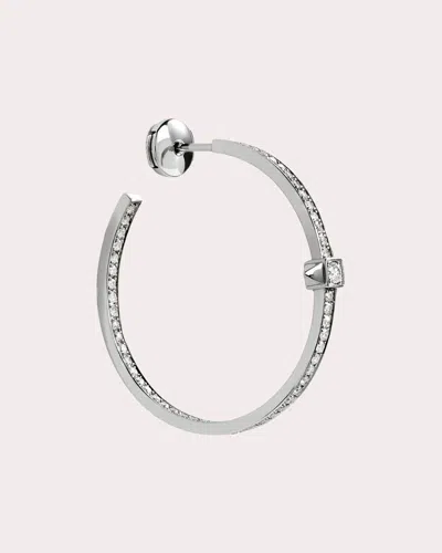 Shop Statement Paris Women's Diamond Rockaway Xl Hoop Earring In Silver