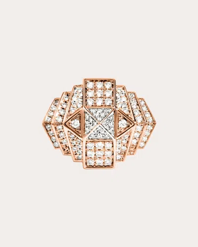 Shop Statement Paris Women's Diamond Pyramid Mini Rockaway Ring In Pink