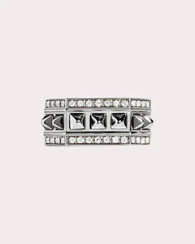 Shop Statement Paris Women's Diamond Picot Rockaway Band Ring In Silver