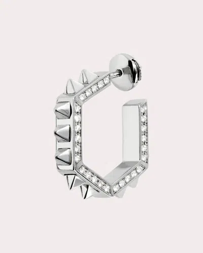Shop Statement Paris Women's Diamond Picot Rockaway Hoop Earring In Silver