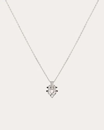 Shop Statement Paris Women's Diamond & Black Agate Spike Pendant Necklace In Silver