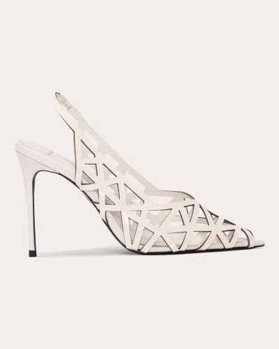 Shop Black Suede Studio Women's Idie 100 Caged Slingback In White