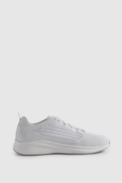 Shop Reiss Adison - White Hybrid Knit Running Trainers, Uk 7 Eu 41