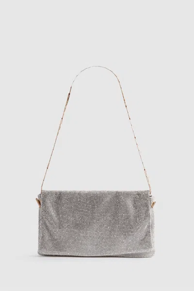 Shop Reiss Soho - Silver Embellished Chainmail Shoulder Bag,