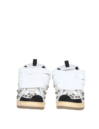 Shop Lanvin Mesh Sneakers With Nubuck And Suede Inserts In White
