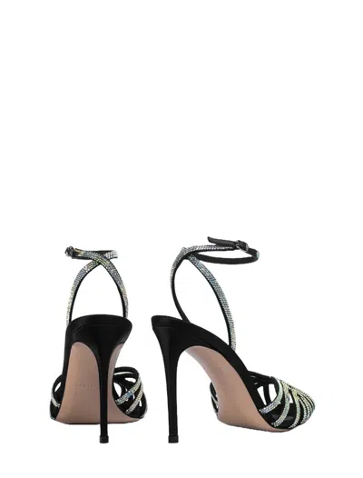 Shop Le Silla Sandals In Nero/crystal