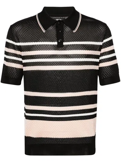 Shop Amiri Black Striped Polo Shirt In Schwarz