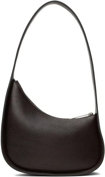 The Row Half Moon Small Leather Shoulder Bag In Brown Ans