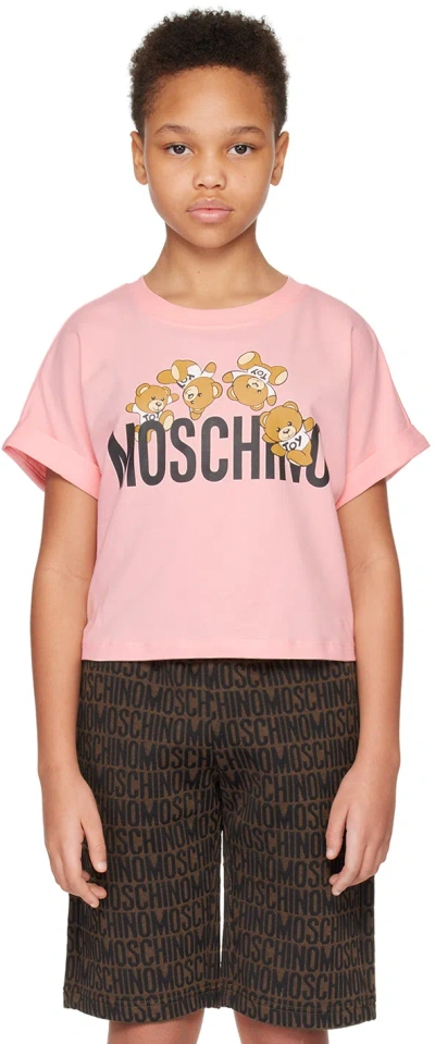 Shop Moschino Kids Pink Teddy T-shirt In 50209 Sgr Rose