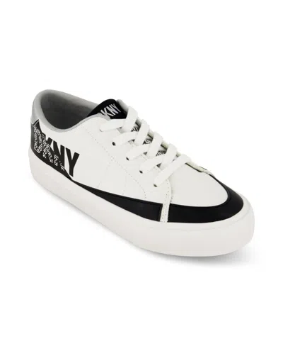 Shop Dkny Little And Big Girls Hannah Marley Lace Up Low Top Sneakers In White