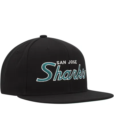Mitchell & Ness Men's  Black San Jose Sharks Core Team Script 2.0 Snapback Hat In Black