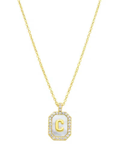 Adornia Crystal Mother Of Pearl Initial Pendant Necklace In White- C