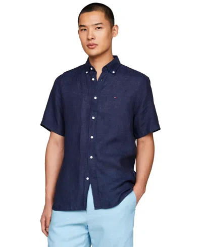 Tommy Hilfiger Man Shirt Navy Blue Size Xl Cotton In Carbon Navy
