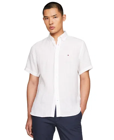 Tommy Hilfiger Regular Fit Linen Short In Optic White