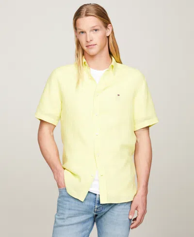 Tommy Hilfiger Regular Fit Linen Short In Optic White