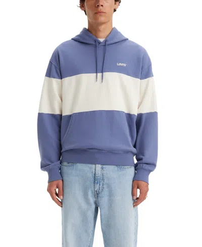 Shop Levi's Men's Relaxed-fit Drawstring Stripe Hoodie In Comber Coa