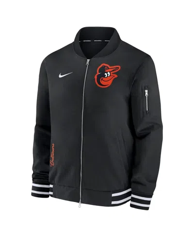 Nike Baltimore Orioles Authentic Collection  Men's Mlb Full-zip Bomber Jacket In Black