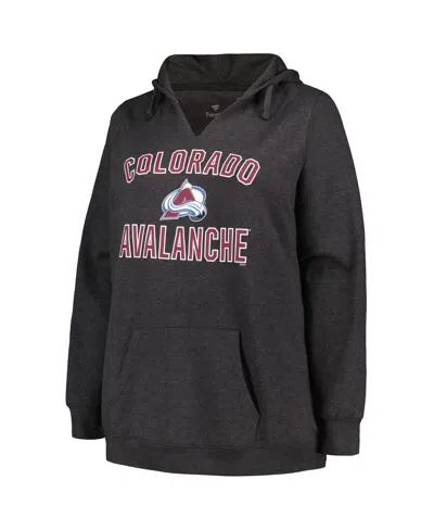 Profile Women's  Heather Charcoal Colorado Avalanche Plus Size Arch Over Logo Pullover Hoodie In Heather Charcoal